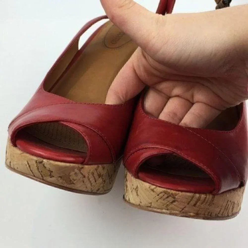 Corso Como platforms size 7 red leather cork funky